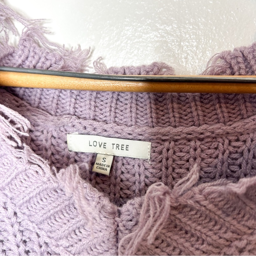 Love Tree Womens Distressed‎ Pastel Purple Lilac V Neck Knit Sweater Small S - Picture 5 of 7